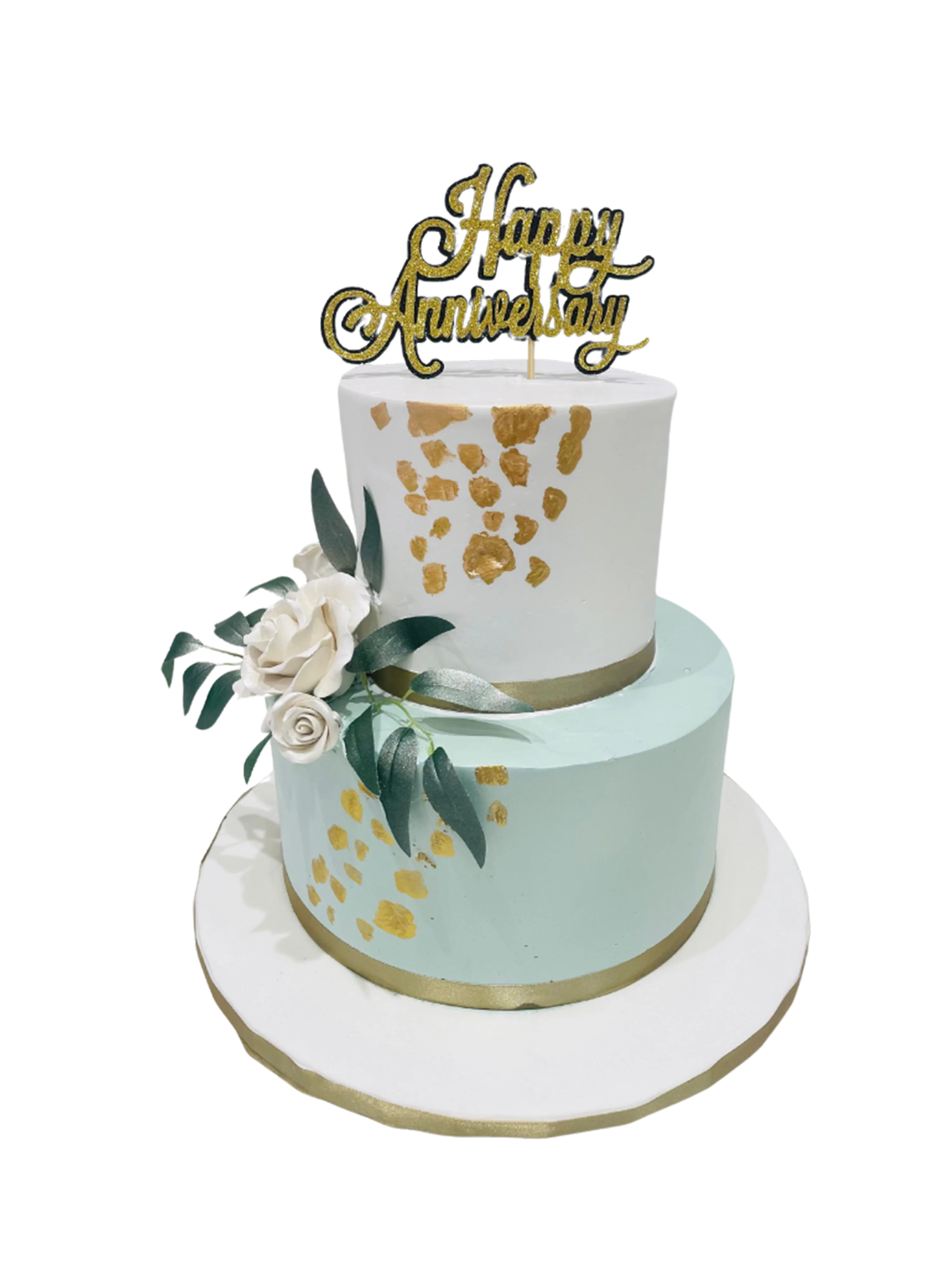 Sage Green Anniversary Tiered Cake