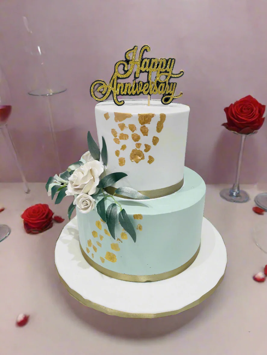 Sage Green Anniversary Tiered Cake - Image 2