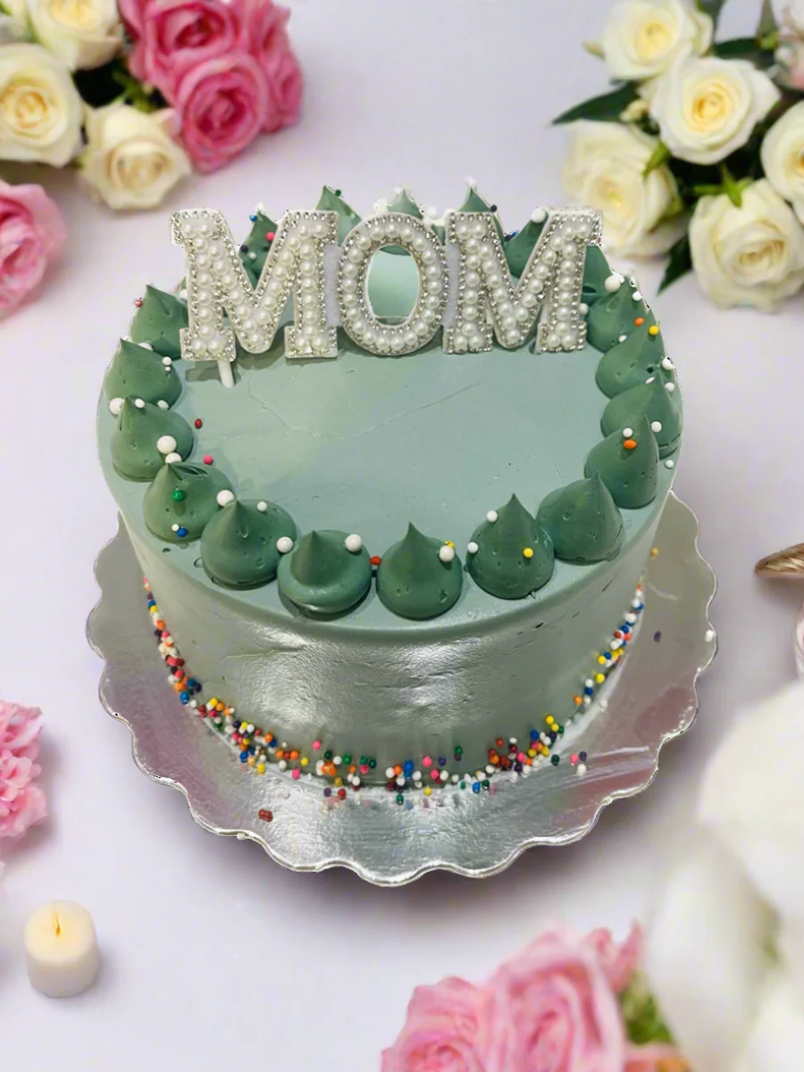 Sage Green Pearl Mother's Day Cake - Image 2