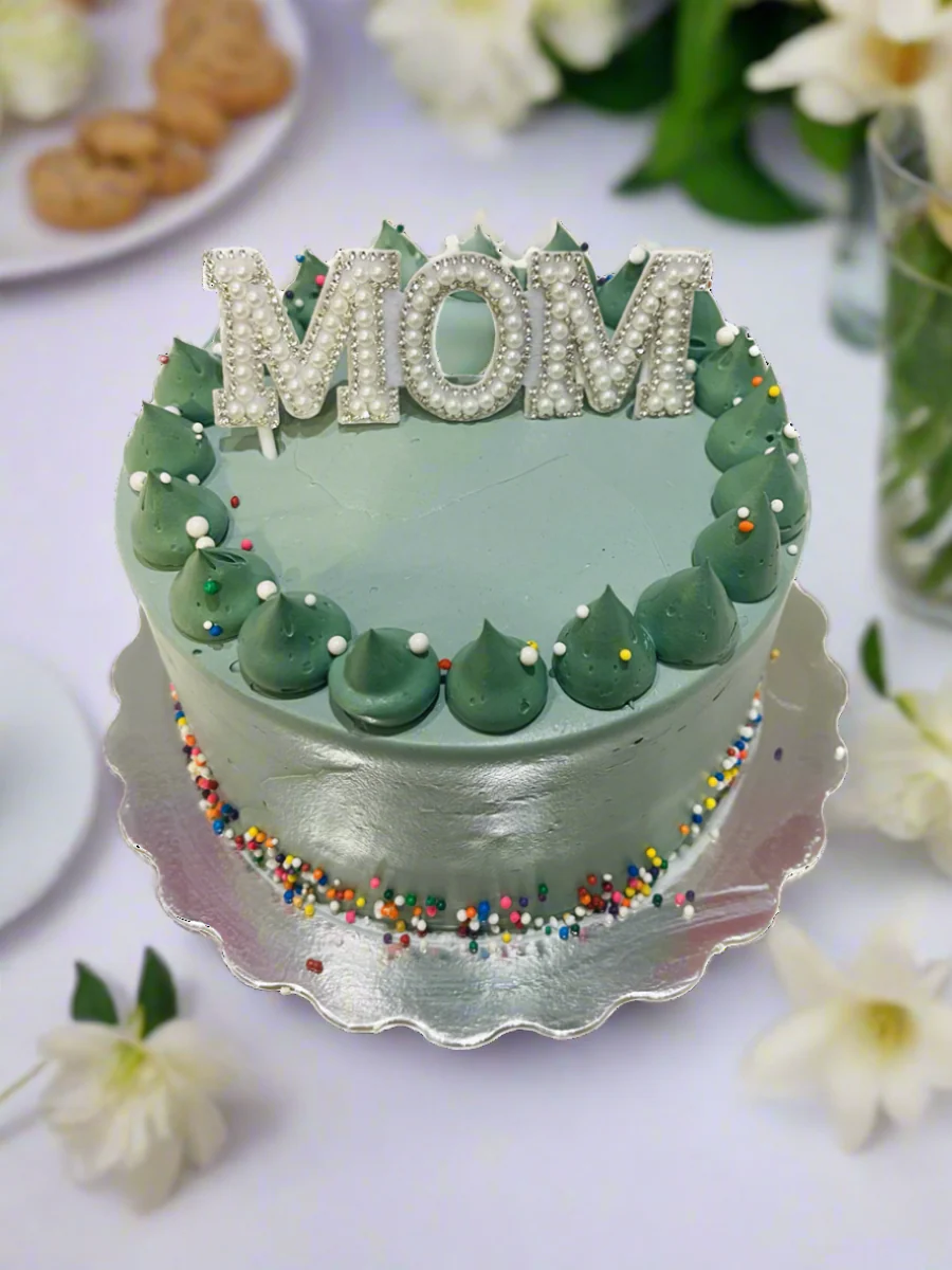 Sage Green Pearl Mother's Day Cake - Image 3