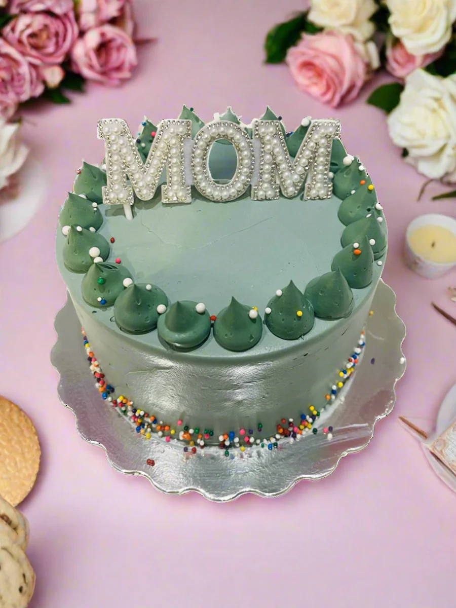 Sage Green Pearl Mother's Day Cake - Image 4