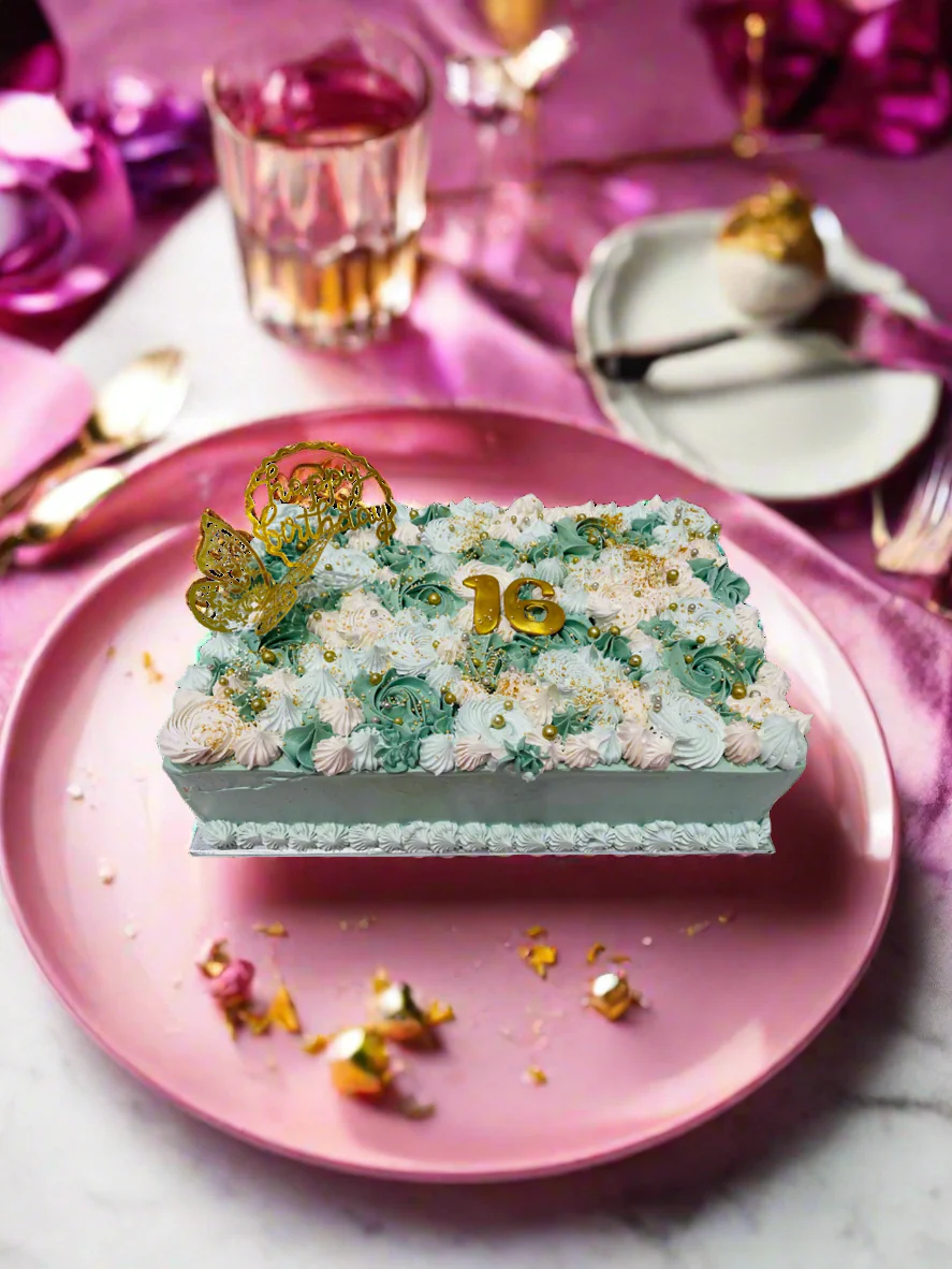 Sage Green Sweet Sixteen Cake - Image 2