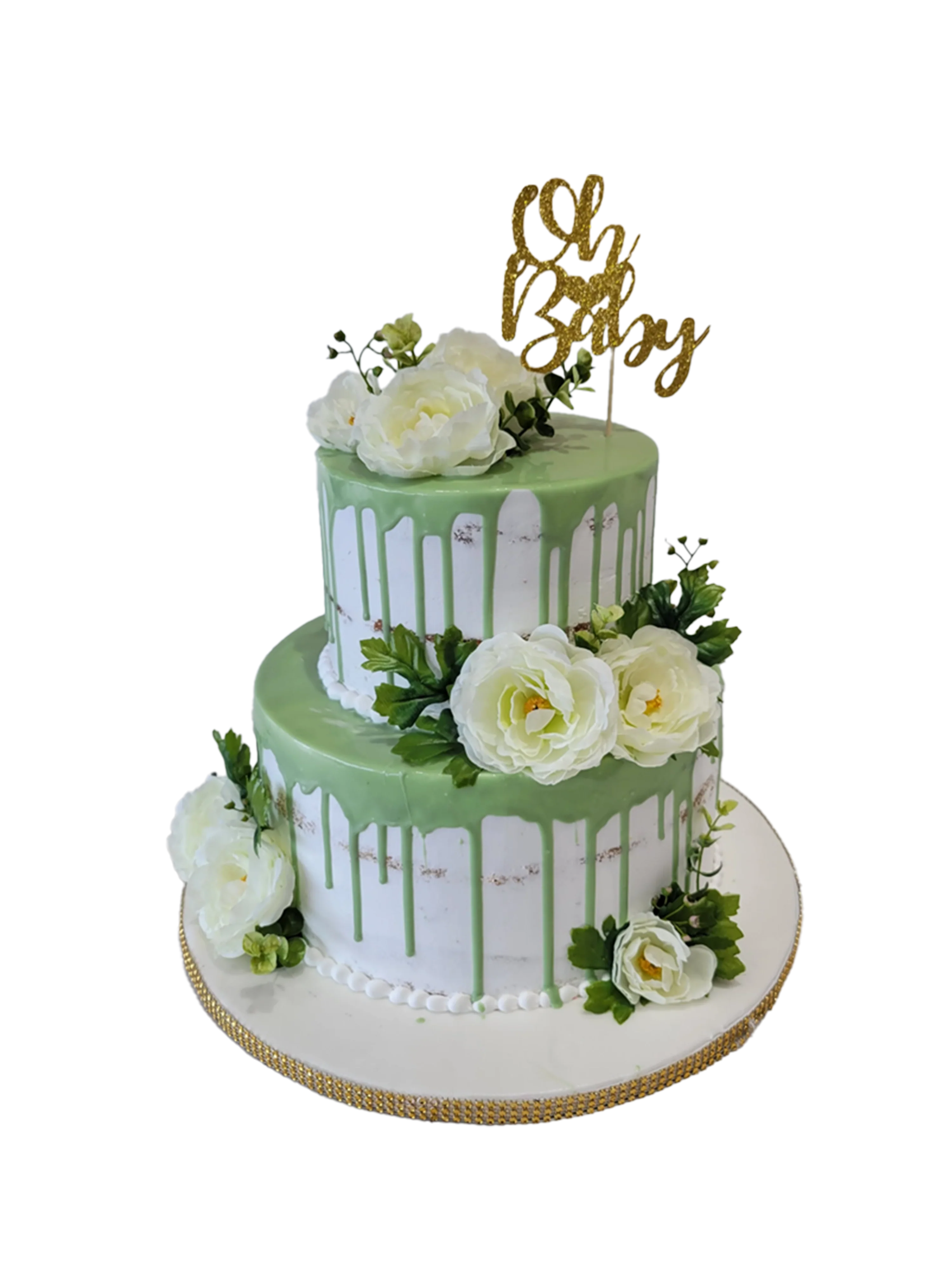 Sage Green Tiered Cream Cake