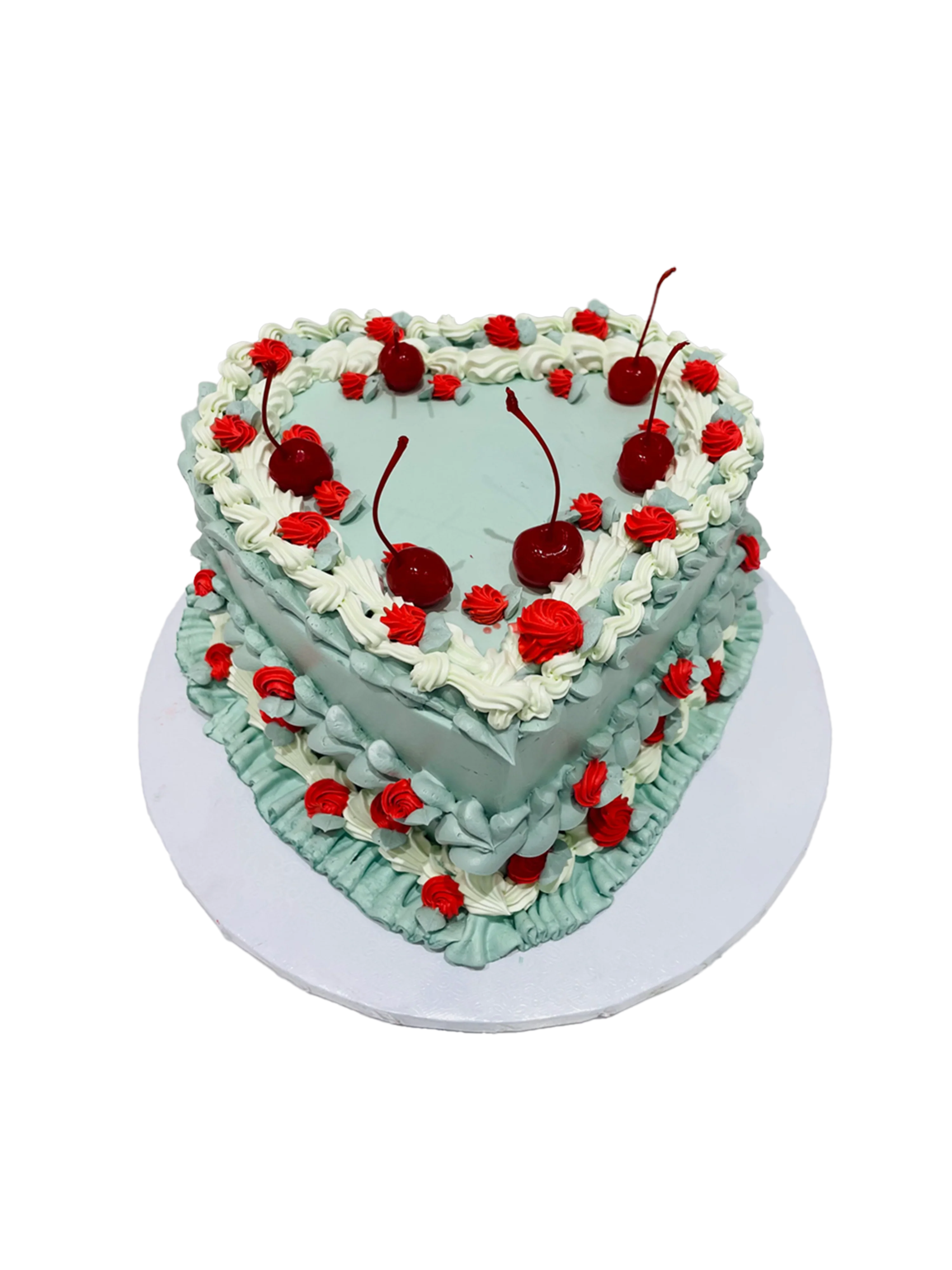 Sage Green Vintage Heart Cake
