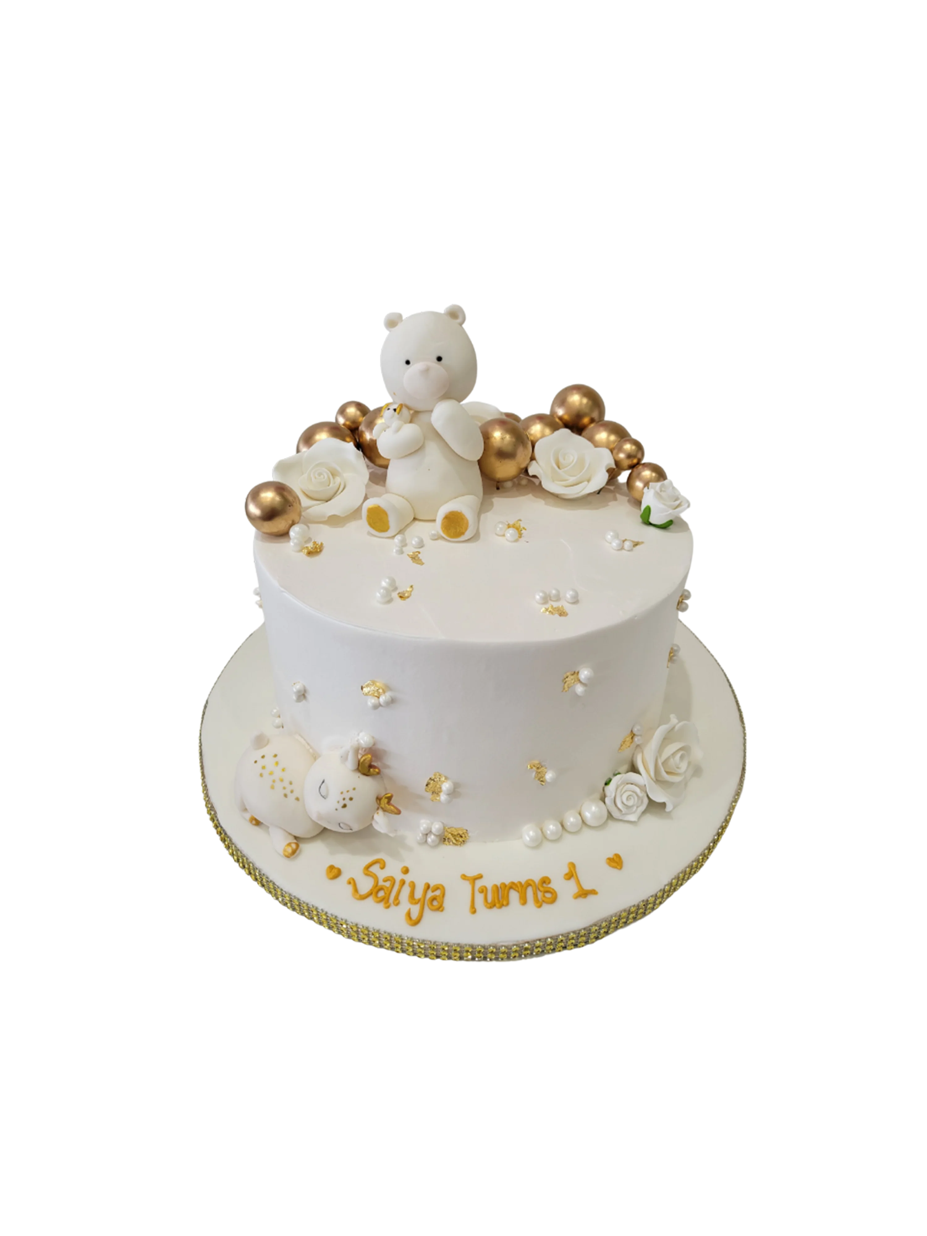 Saiya White Teddy Cream Cake