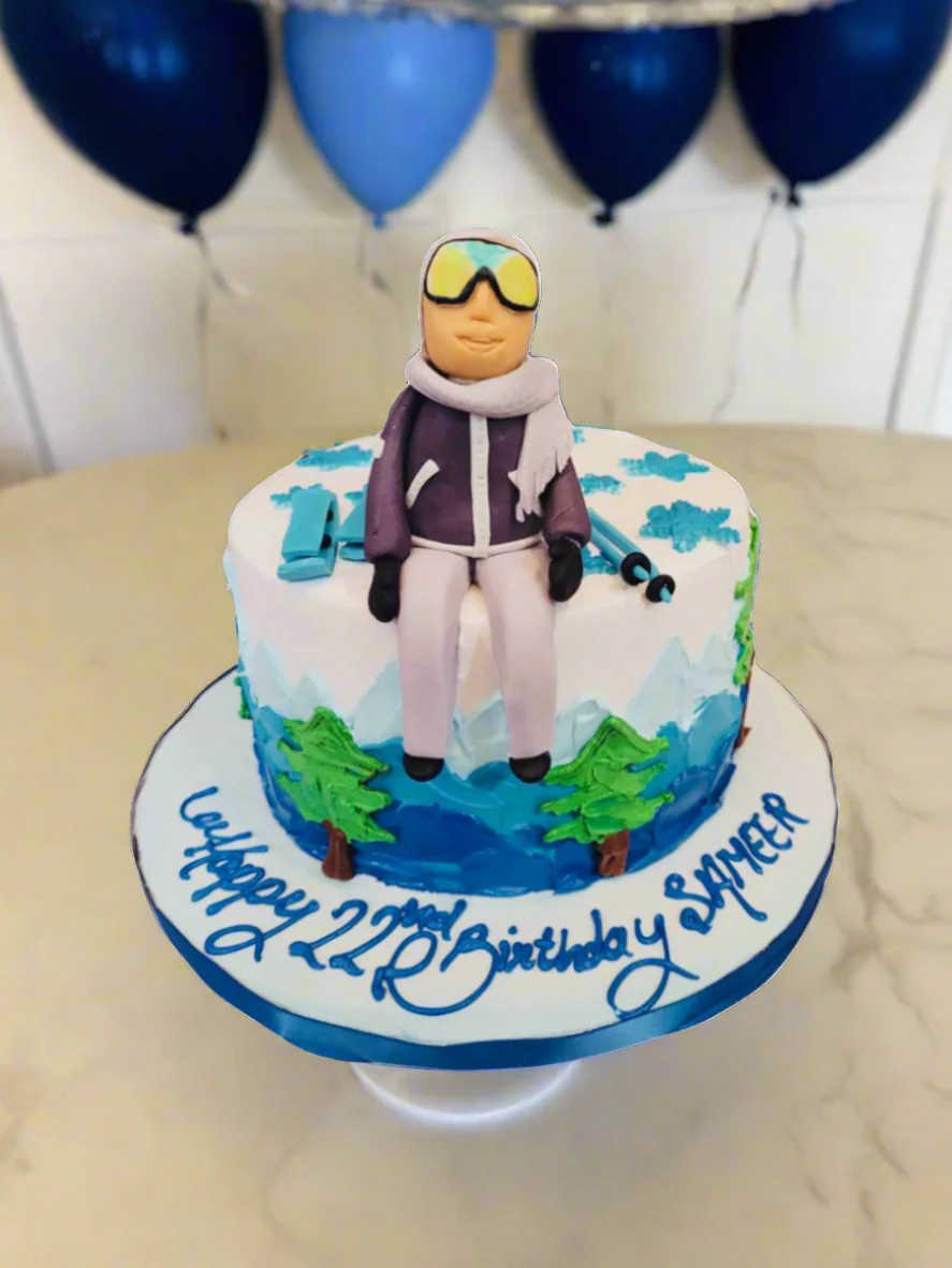 Sameer Snow Boarder Fondant Birthday Cake - Image 3
