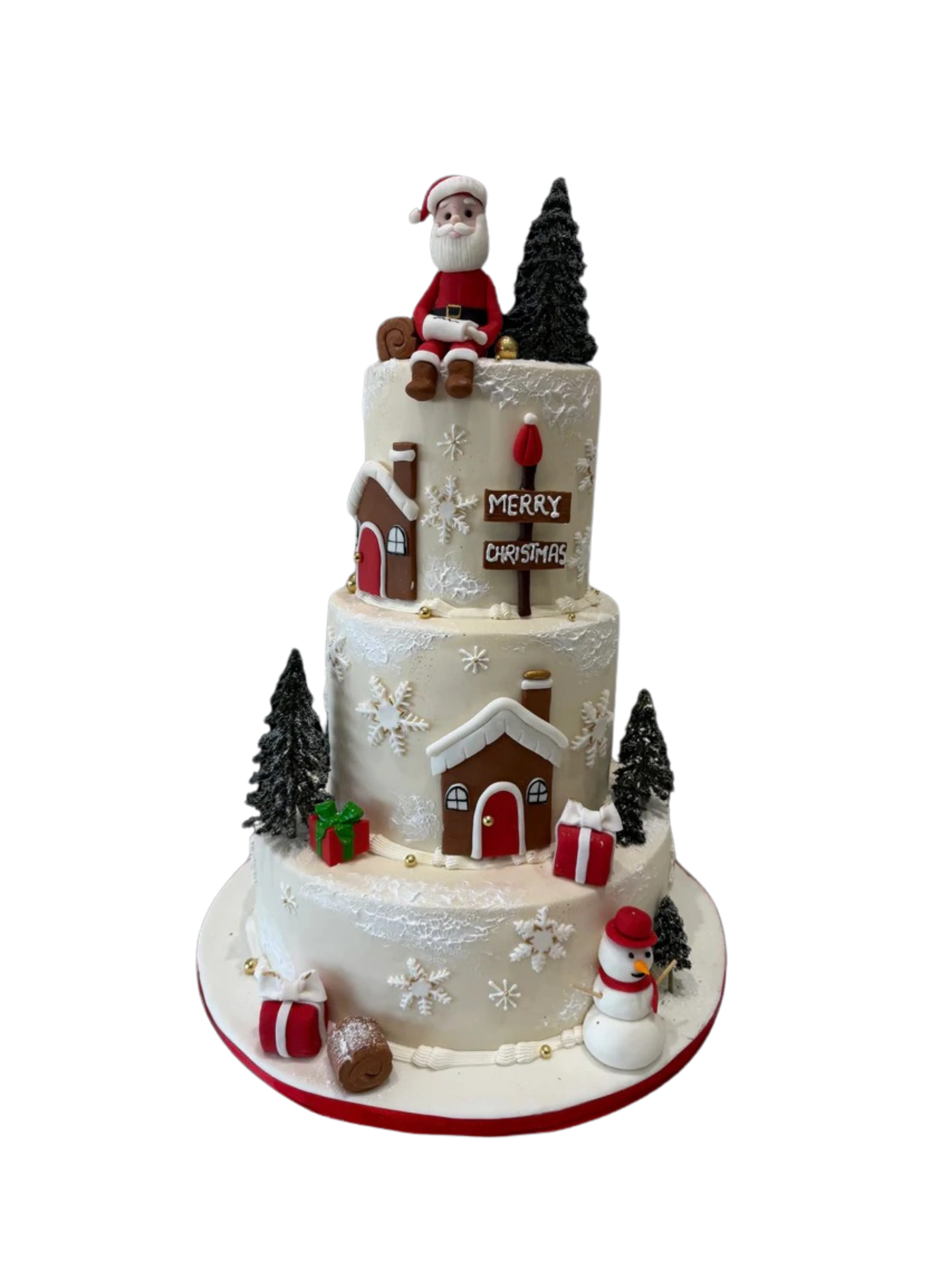 Santa Town Fondant Tiered Cake