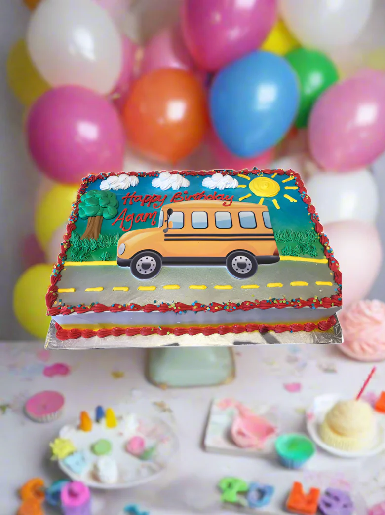 School Bus Photo Cake - Image 3