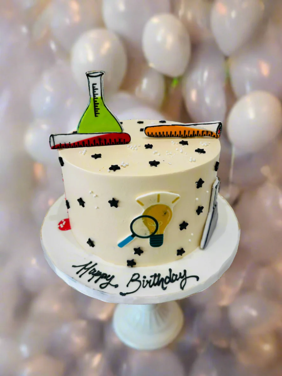 Science Theme Cream Cake - Image 2