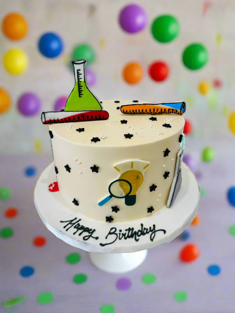 Science Theme Cream Cake - Image 3