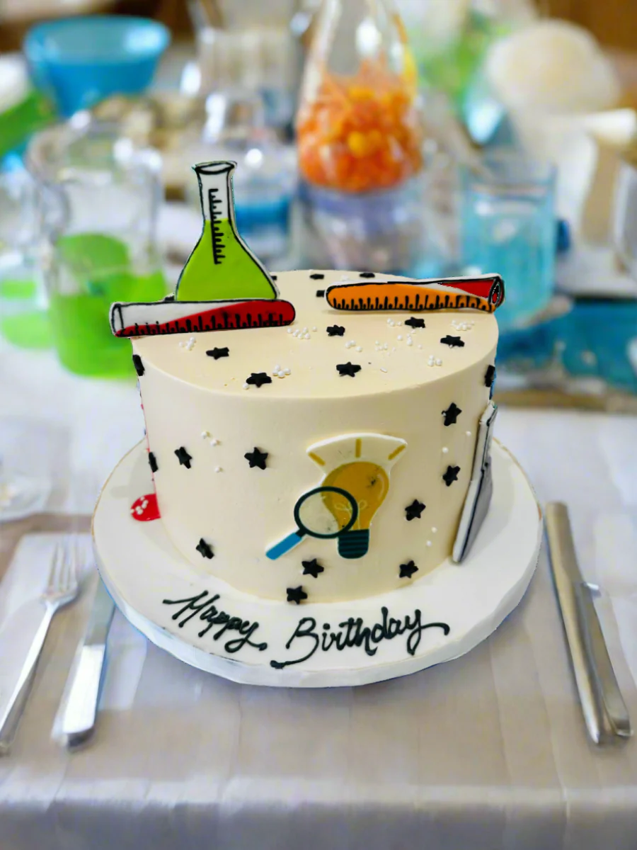 Science Theme Cream Cake - Image 4