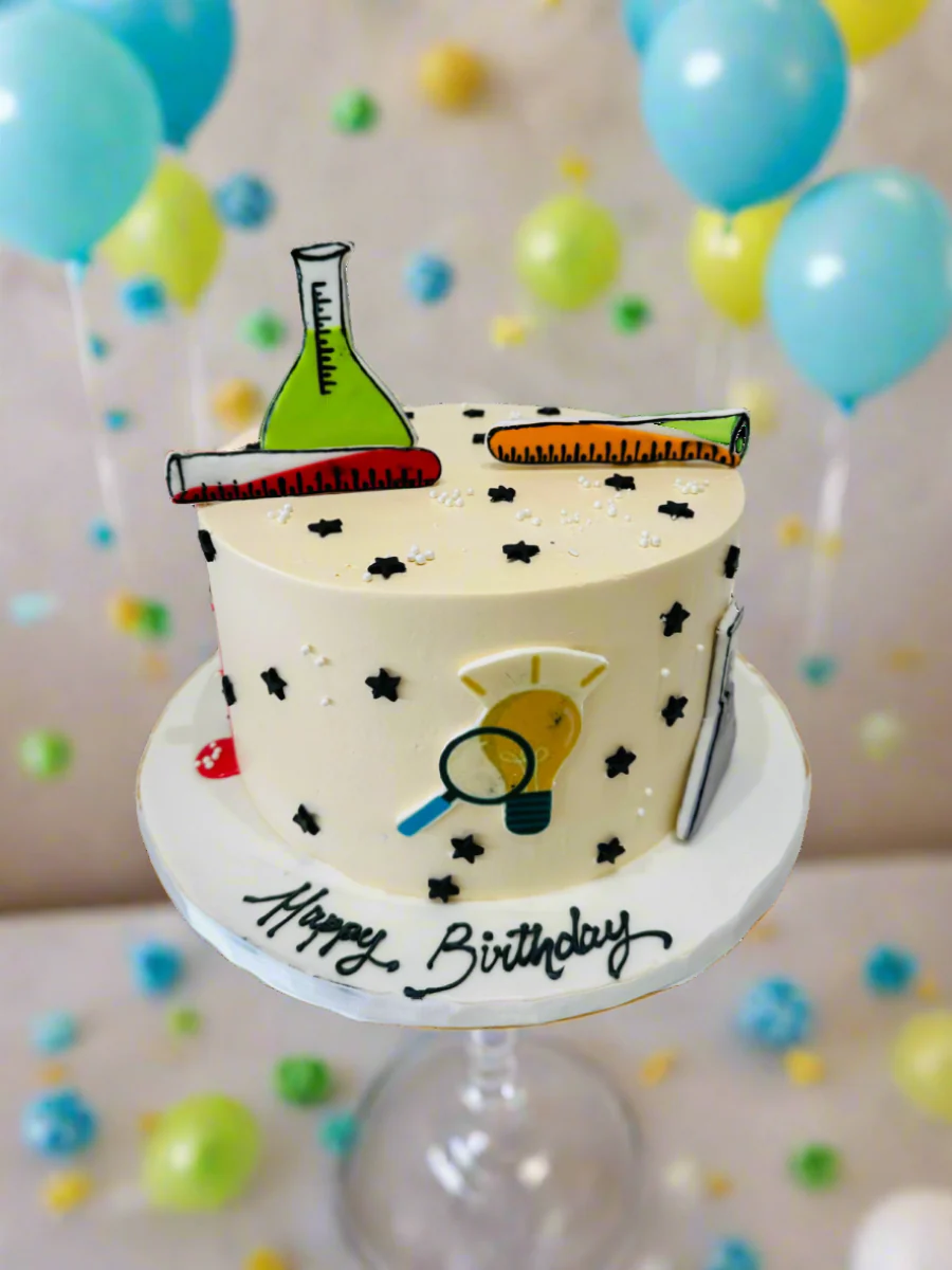 Science Theme Cream Cake - Image 5