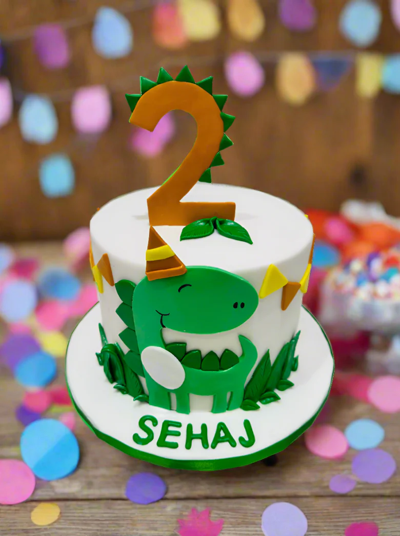 Sehaj Dinosaur Fondant Cake - Image 3