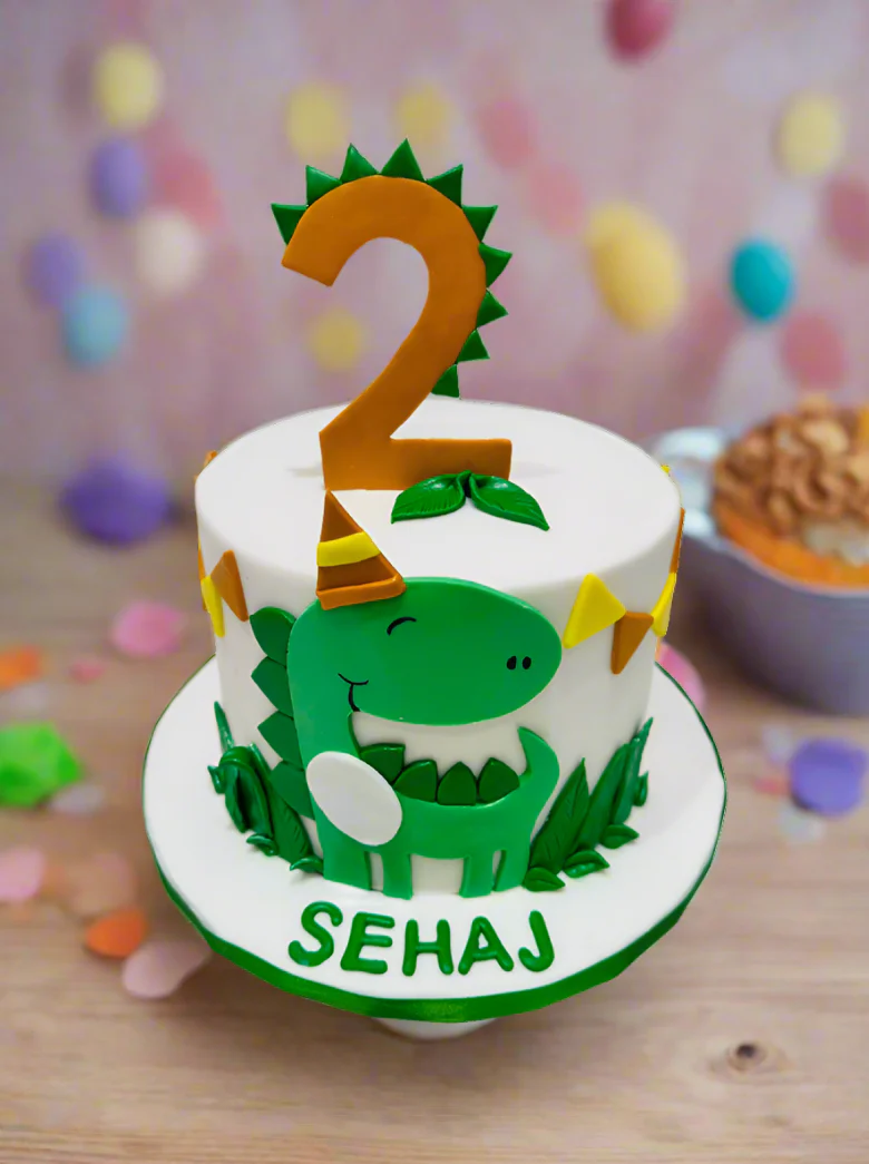 Sehaj Dinosaur Fondant Cake - Image 4