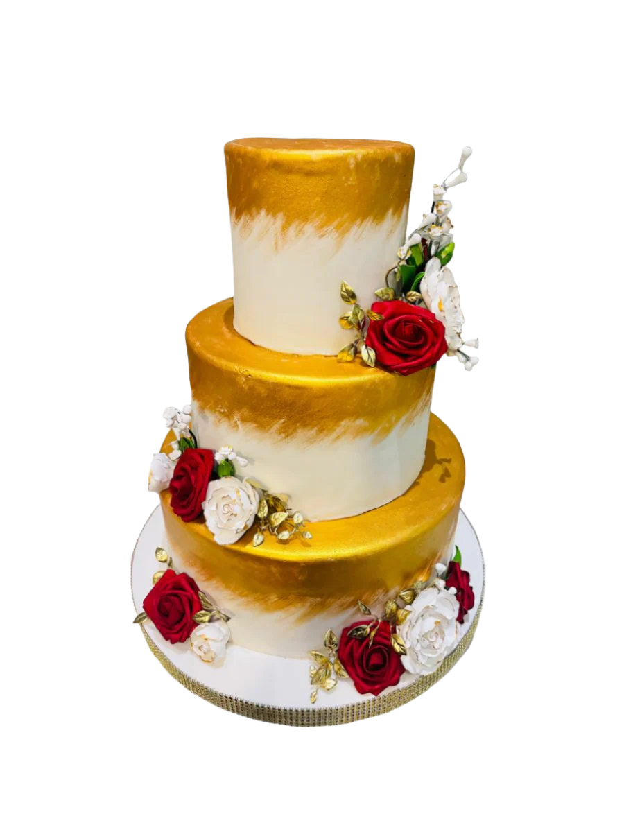 Selena Gold Fondant Wedding Cake