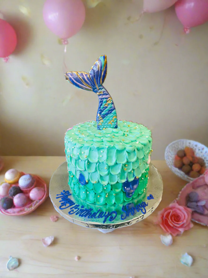 Shreya Teal Mermaid Cake - Image 2