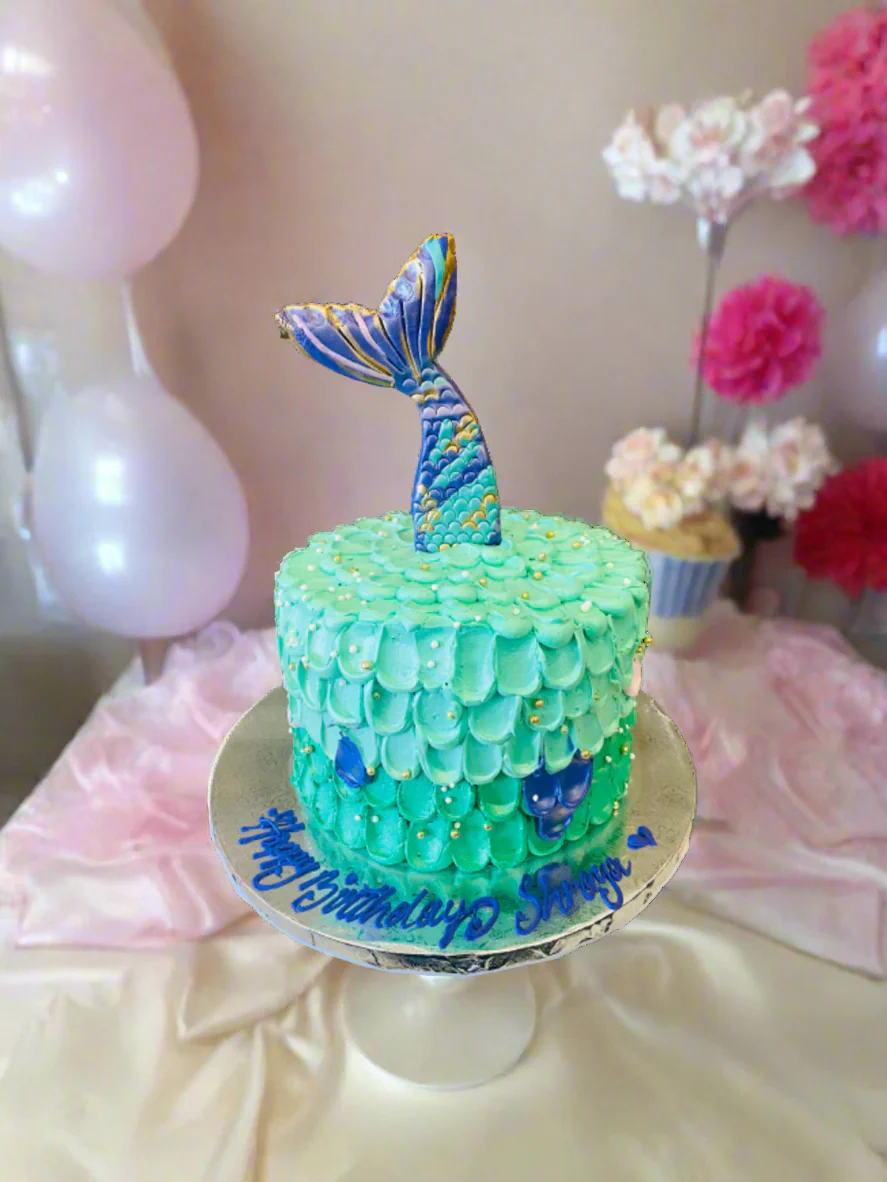 Shreya Teal Mermaid Cake - Image 3