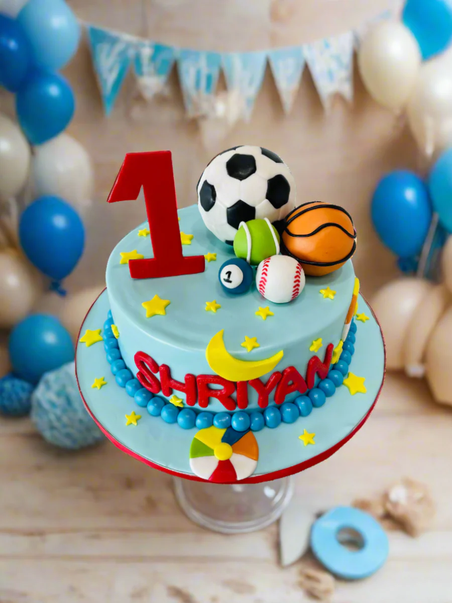 Shriyan Sport Balls Fondant Cake - Image 2