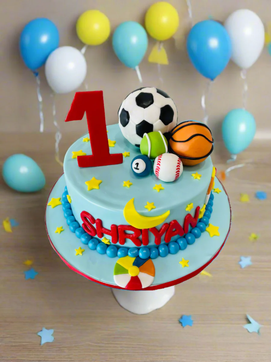 Shriyan Sport Balls Fondant Cake - Image 3