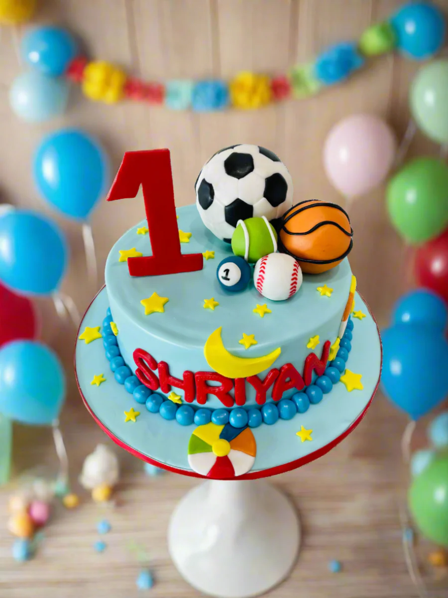 Shriyan Sport Balls Fondant Cake - Image 4