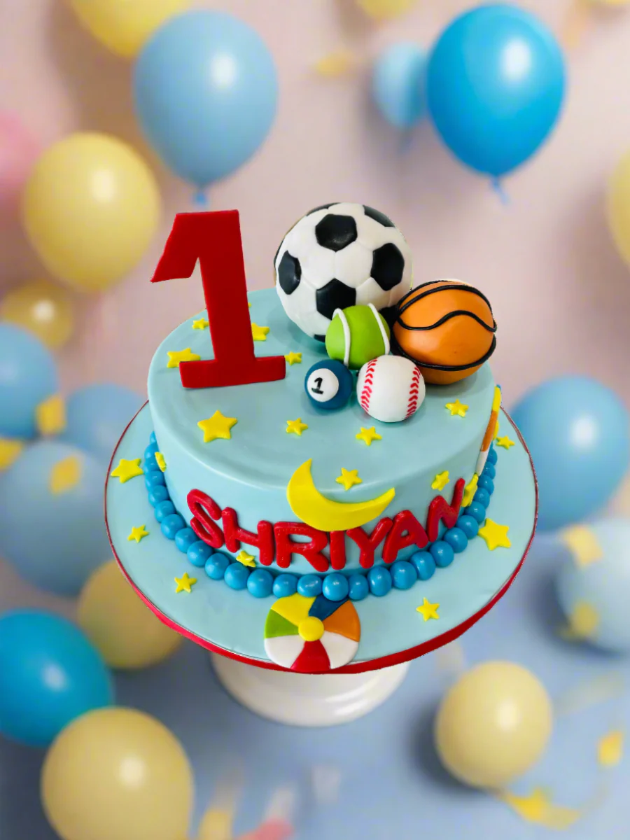 Shriyan Sport Balls Fondant Cake - Image 5