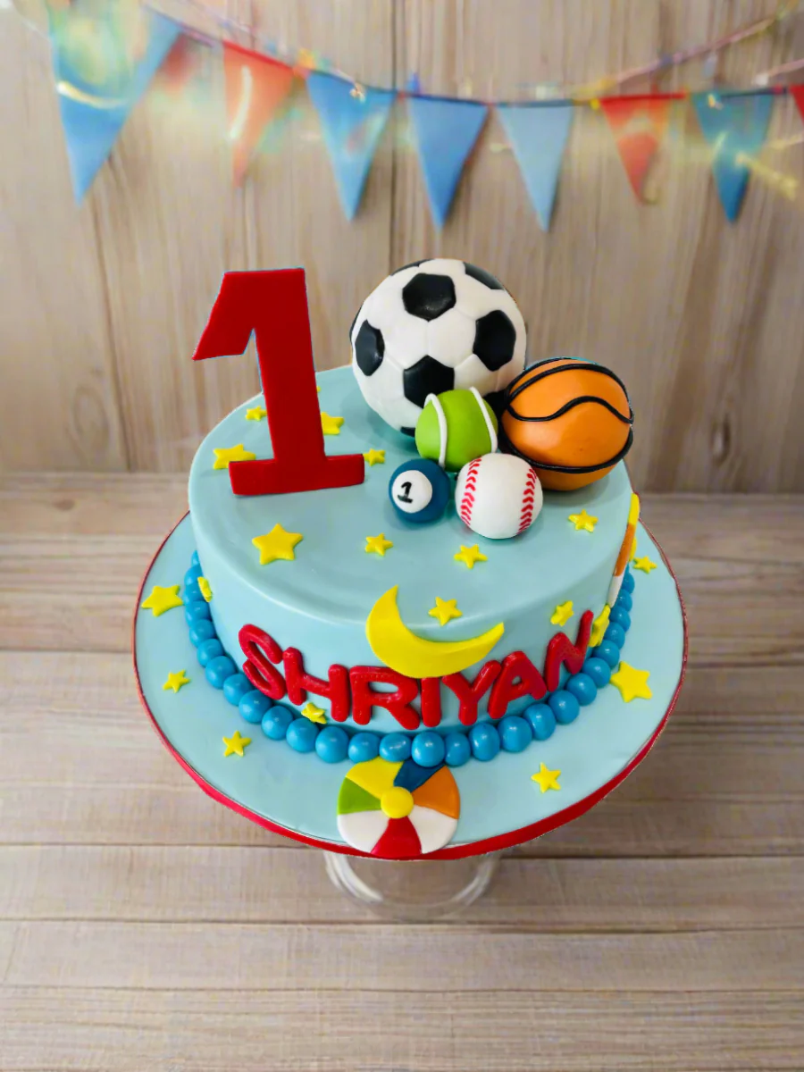 Shriyan Sport Balls Fondant Cake - Image 6