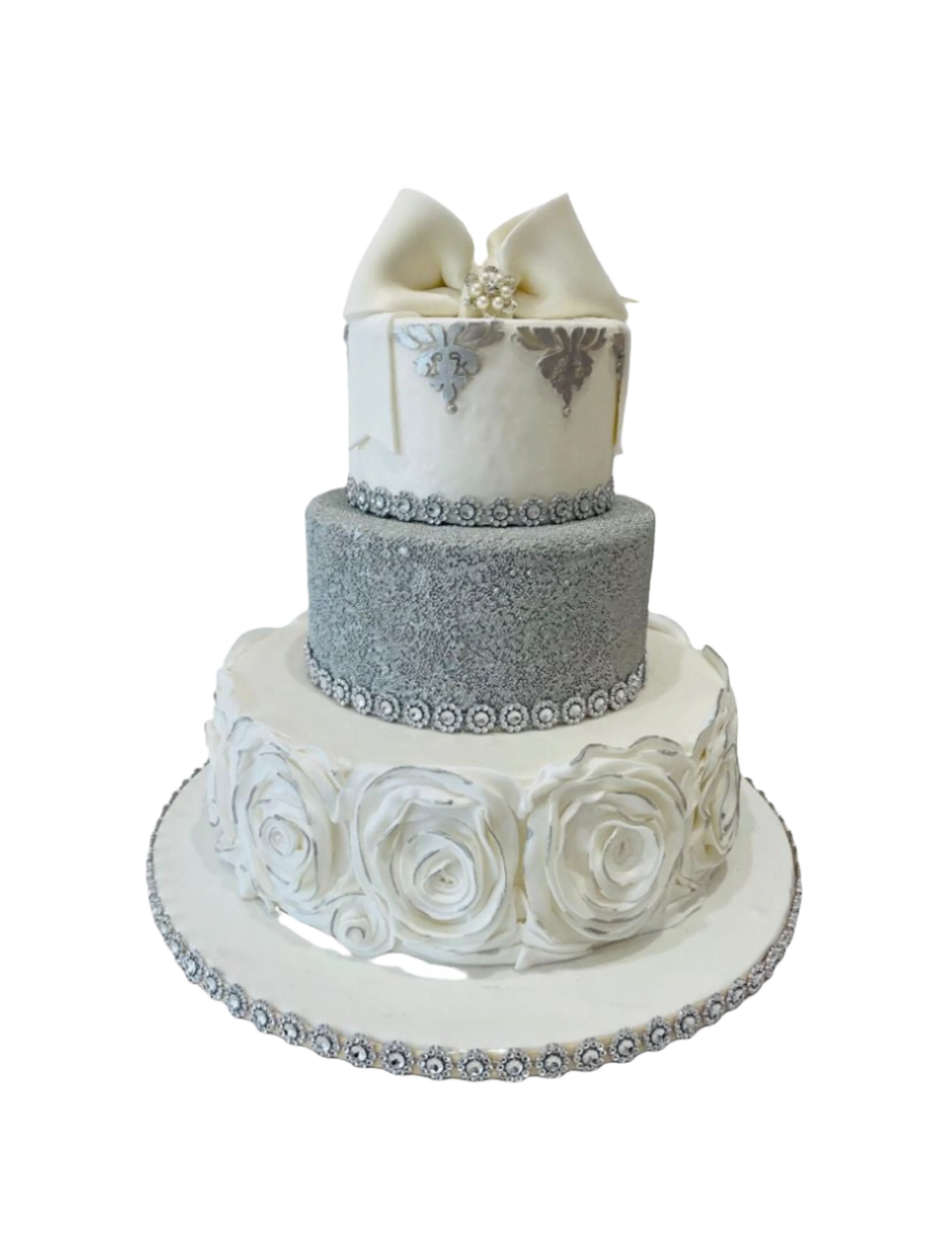 Silver Fondant Wedding Cake