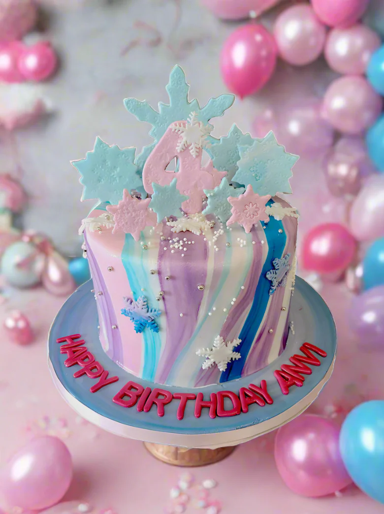 Snowflake Winter Wonderland Fondant Cake - Image 5