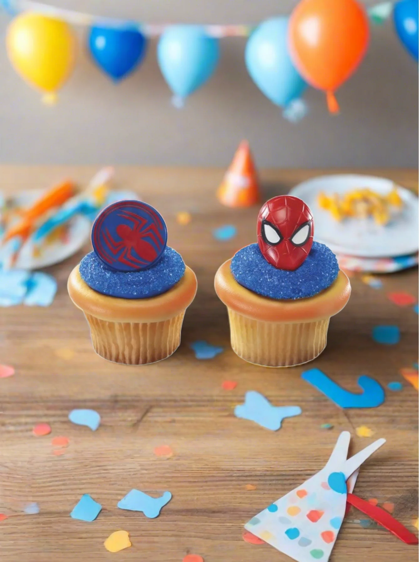 Spiderman Mask and Spider Ring Cupcakes - (Pack of 6) - Image 2