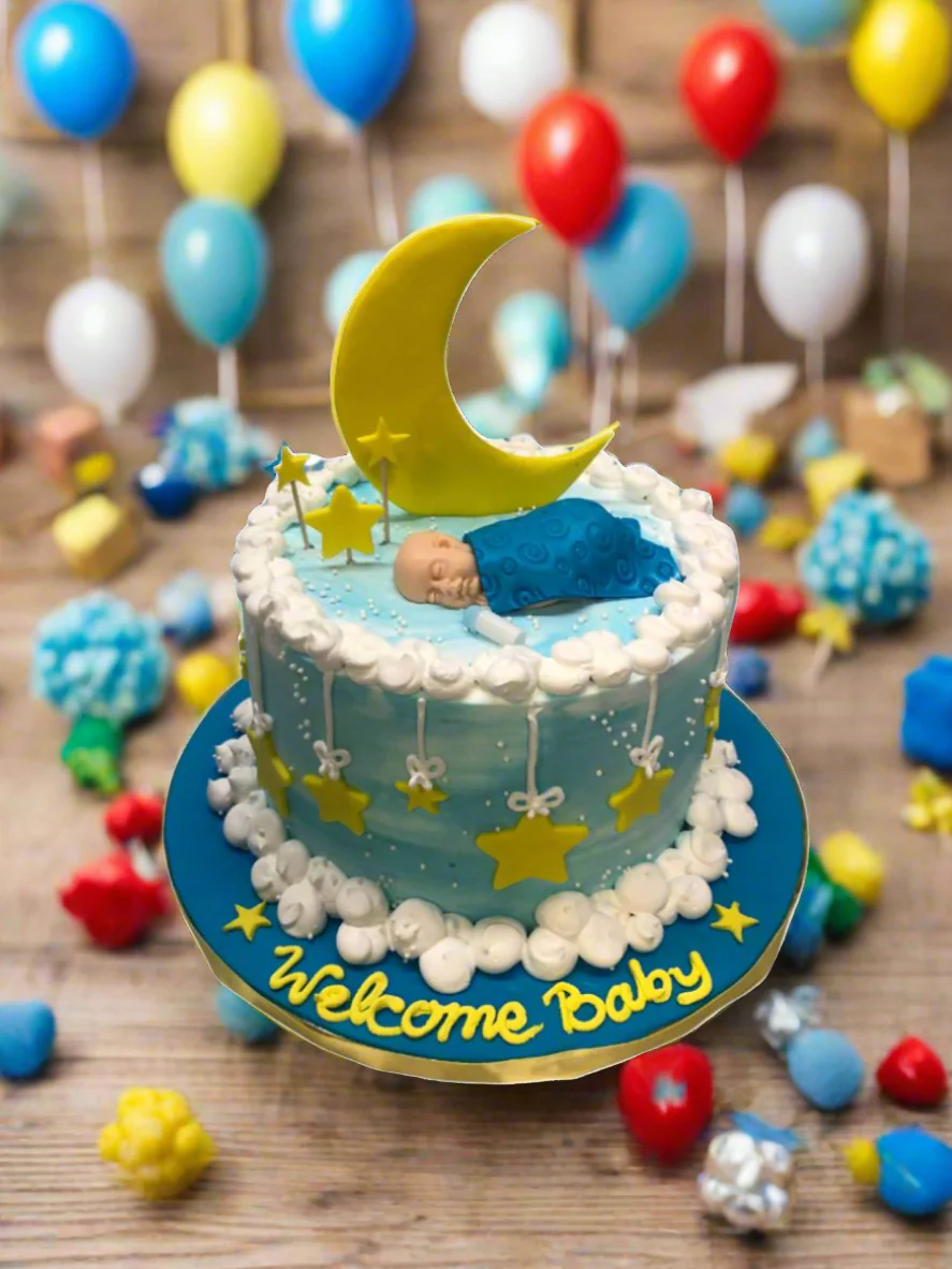 Star & Moon Baby Shower Cake - Image 2