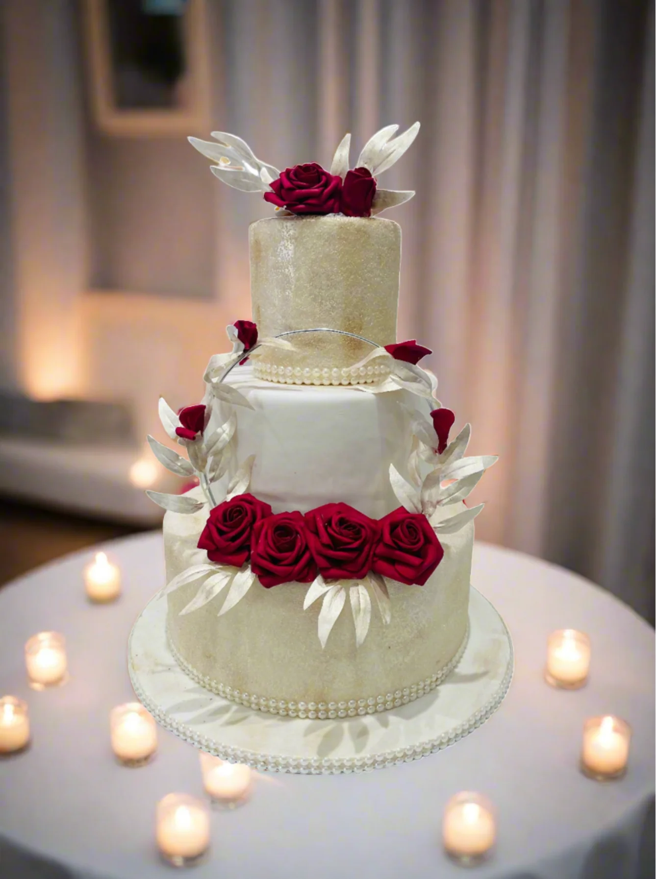 String Garland Wedding Fondant Cake - Image 3