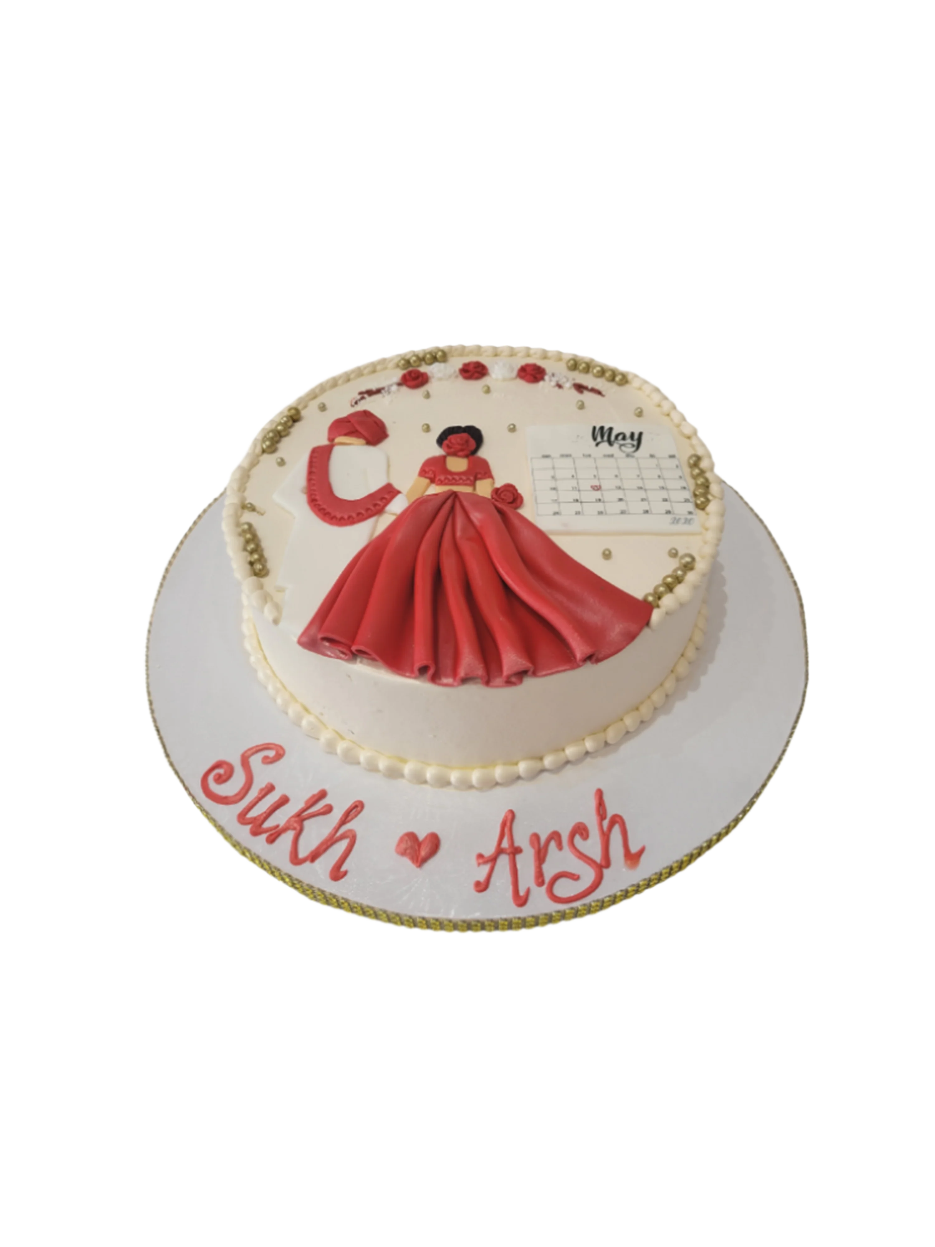 Sukh & Arsh Couple Cream Cake