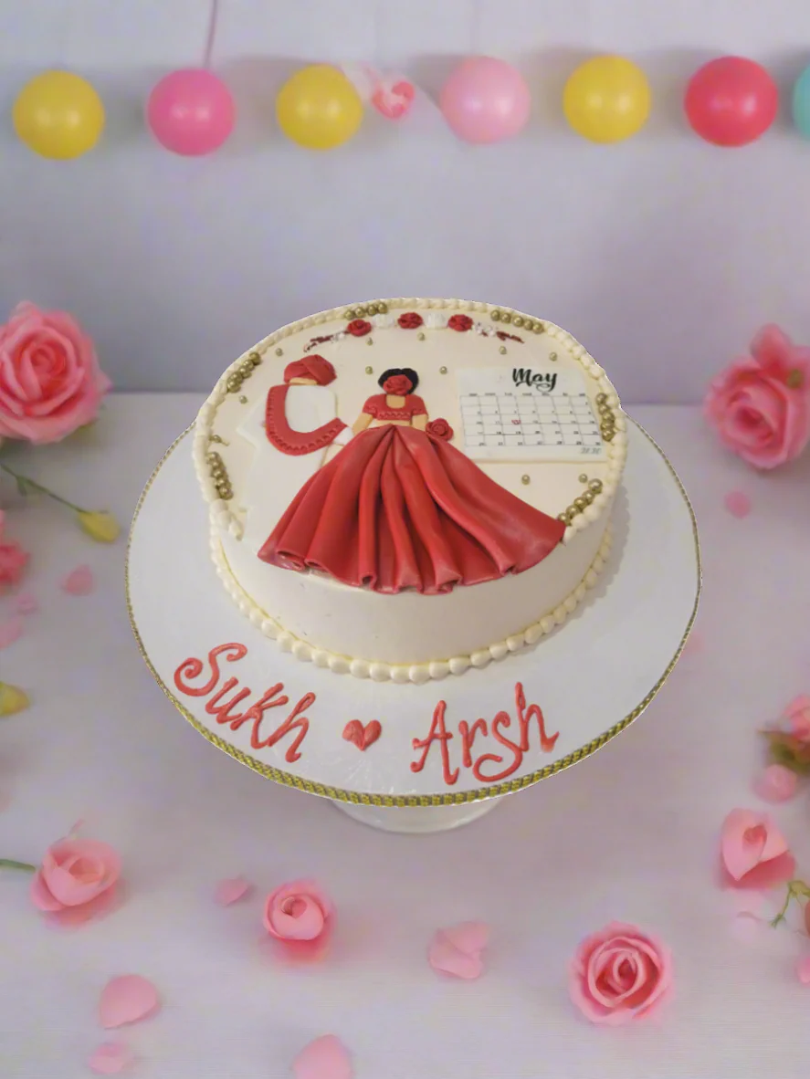 Sukh & Arsh Couple Cream Cake - Image 2