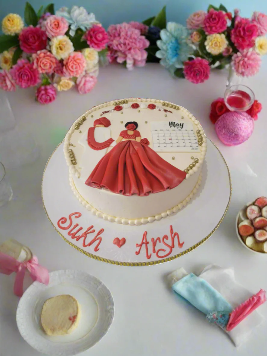 Sukh & Arsh Couple Cream Cake - Image 3