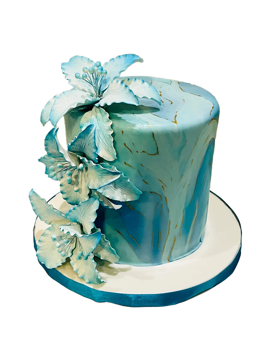 Teal Floral Fondant Cake