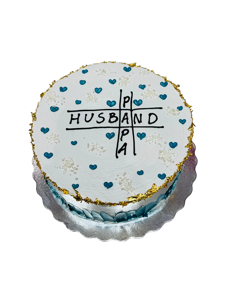Teal Hearts Cream Cake