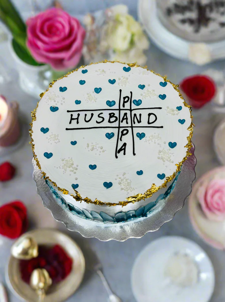 Teal Hearts Cream Cake - Image 2