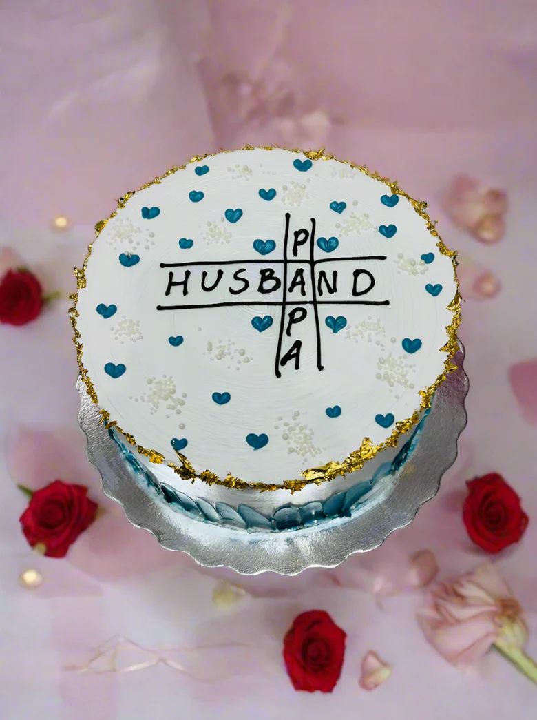 Teal Hearts Cream Cake - Image 4
