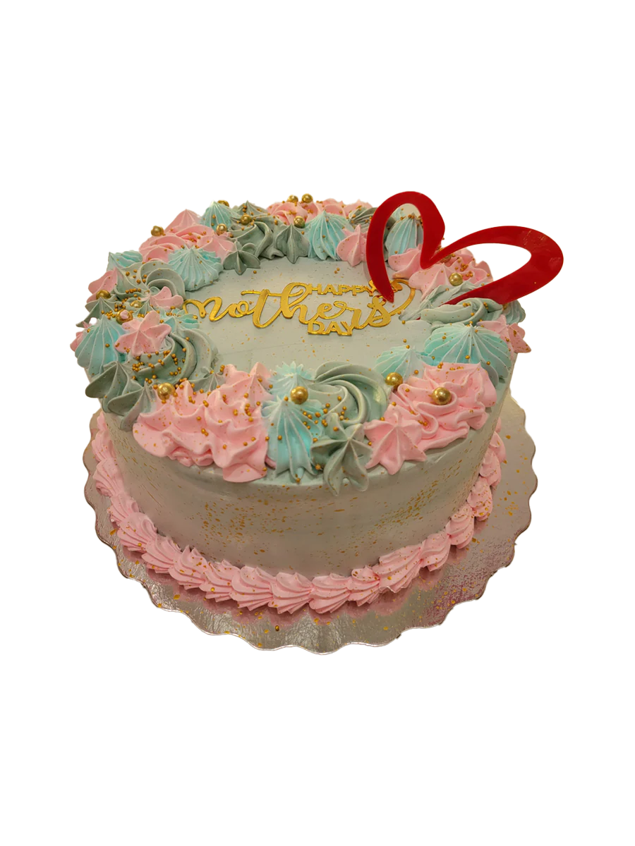 Teal & Pink Floral Mother's Day Cake