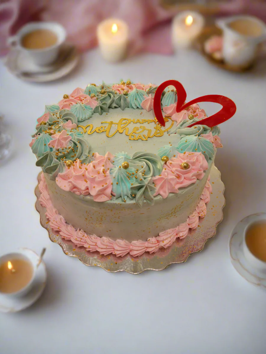 Teal & Pink Floral Mother's Day Cake - Image 2