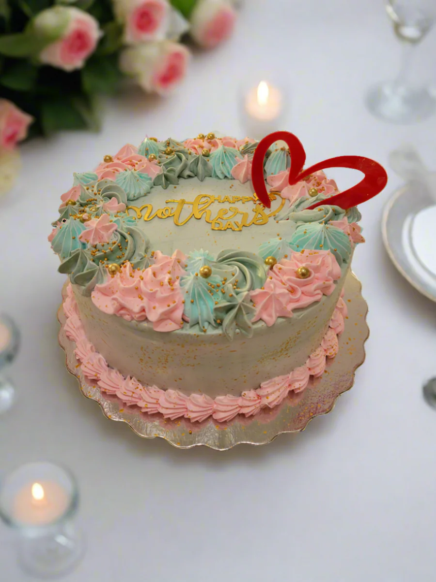 Teal & Pink Floral Mother's Day Cake - Image 3