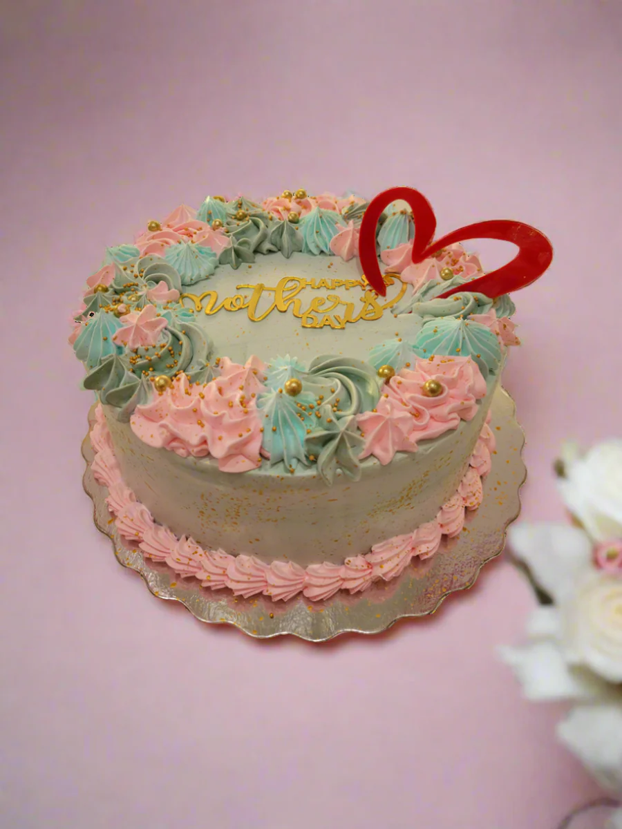 Teal & Pink Floral Mother's Day Cake - Image 5