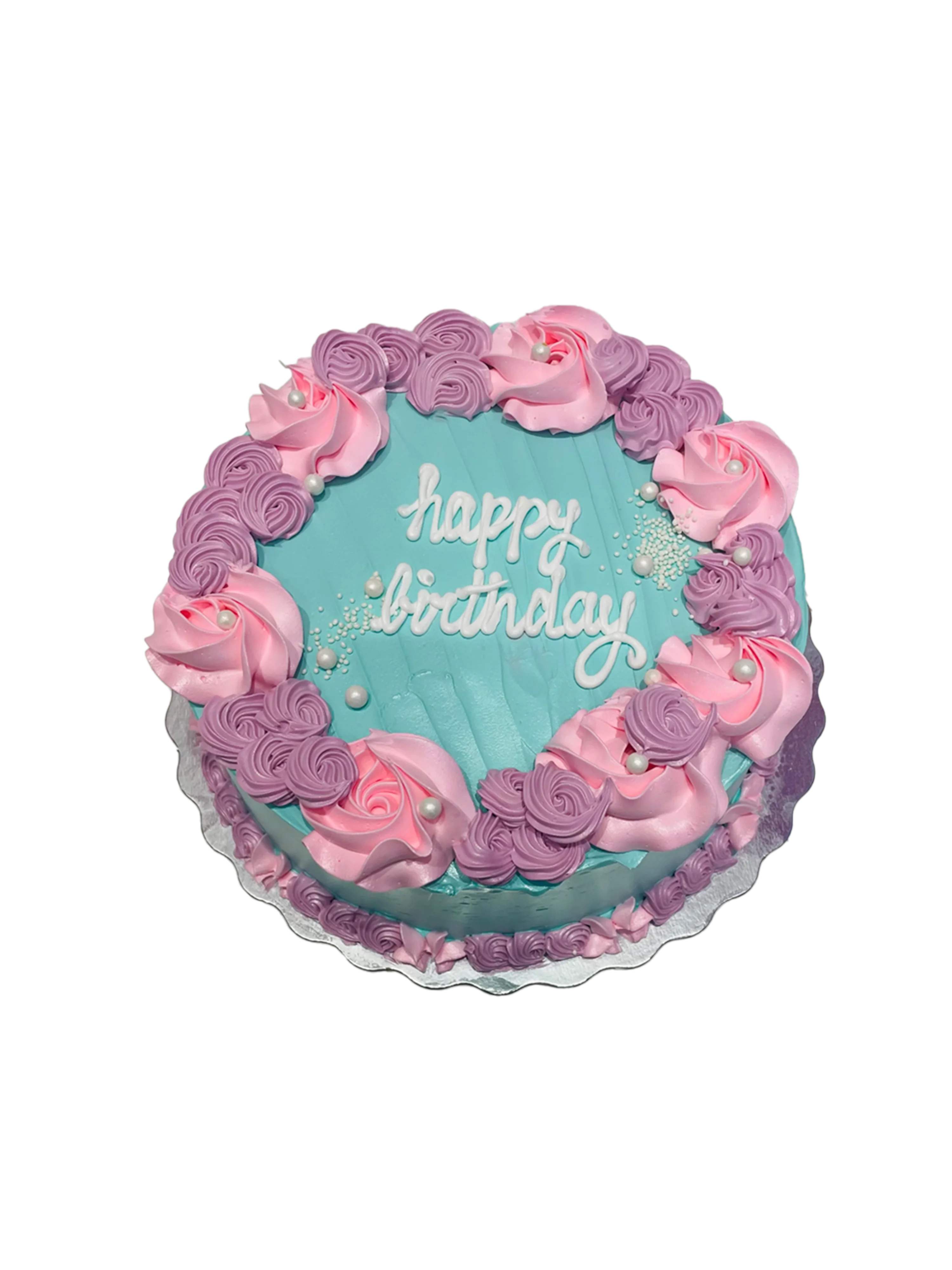 Teal & Pink Rosette Cake - Image 4
