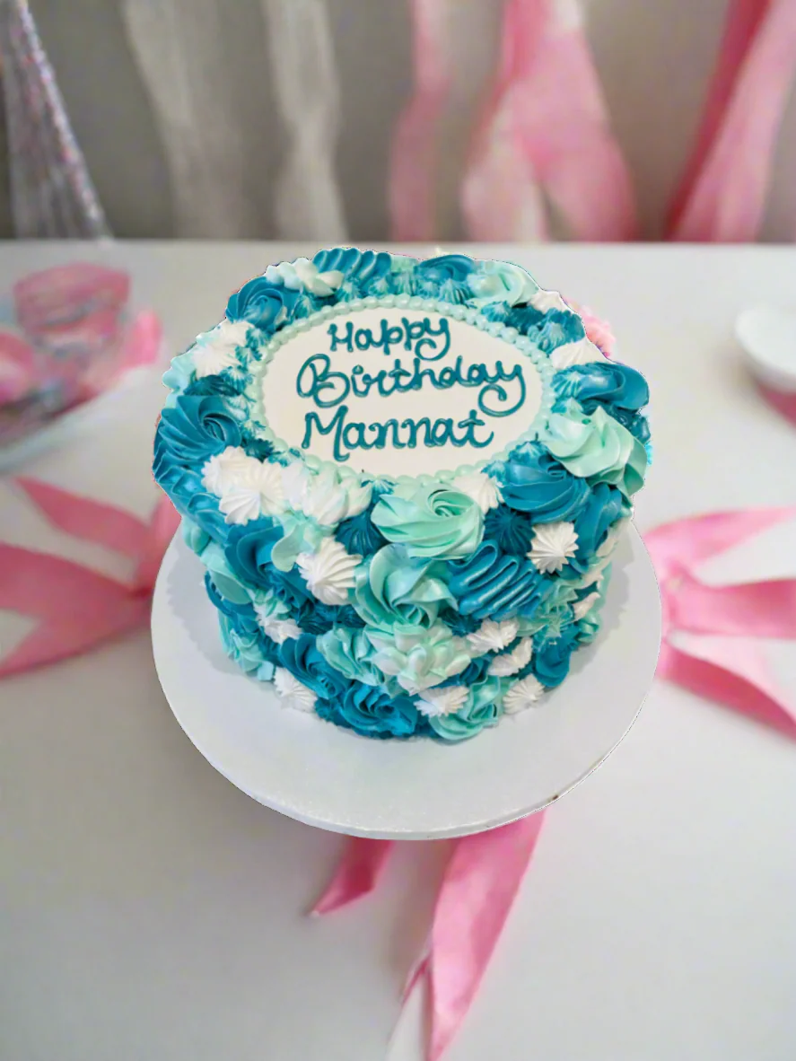 Teal Rosette Cake - Image 2