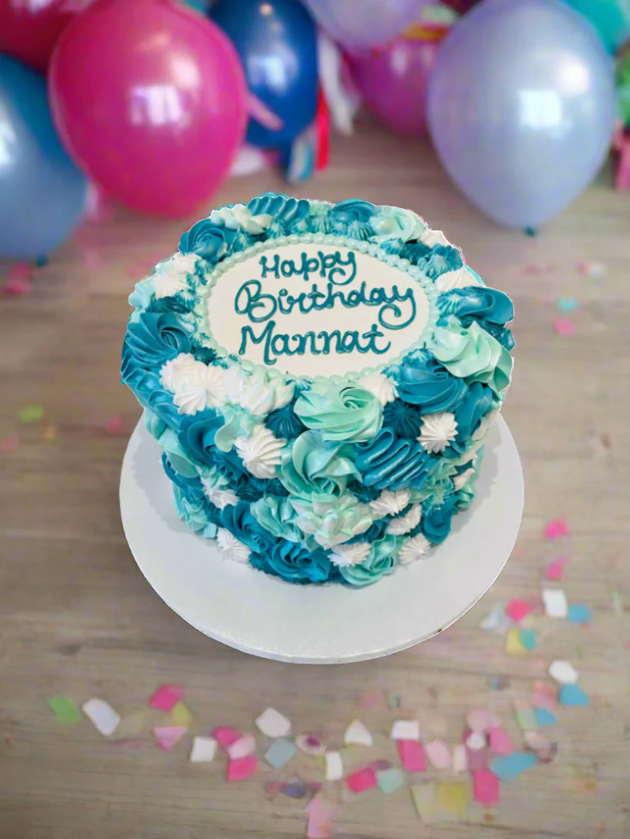 Teal Rosette Cake - Image 3