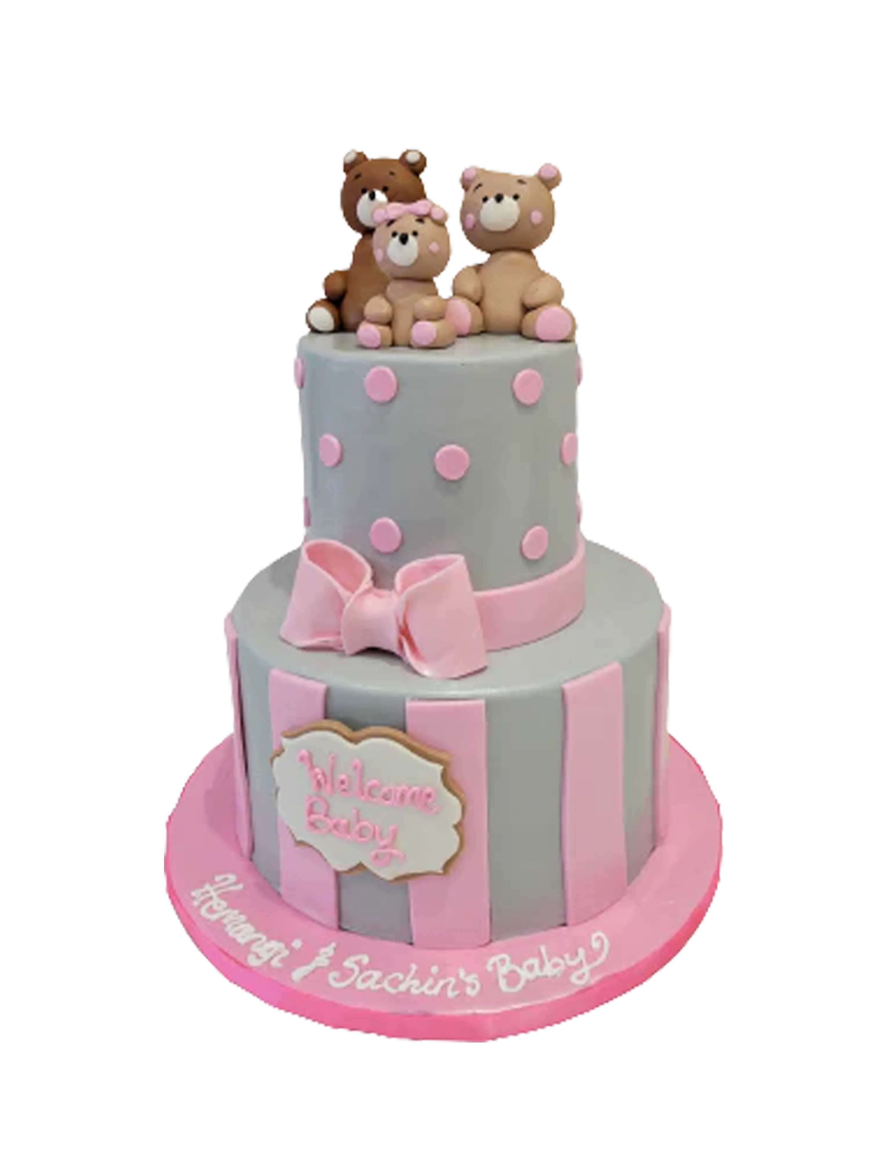 Teddy Bear Family Fondant Cake