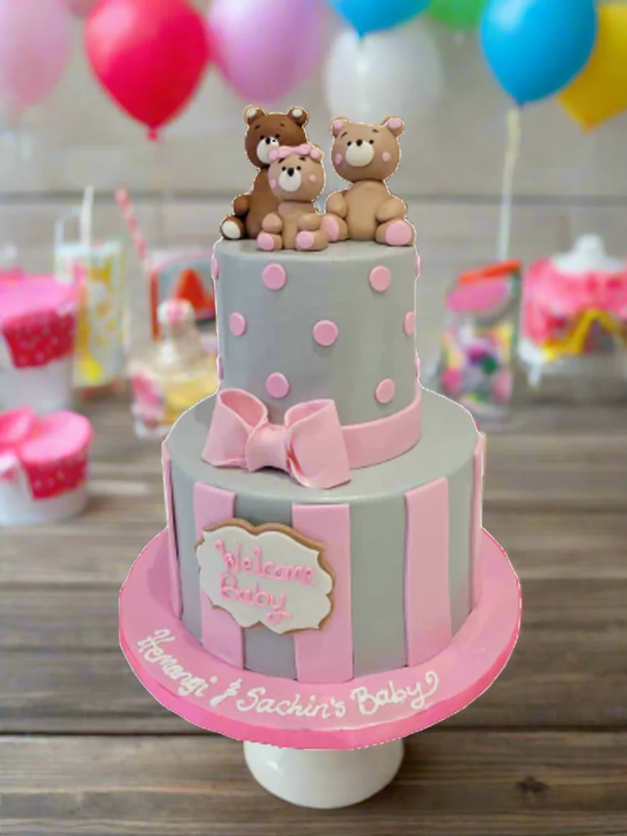 Teddy Bear Family Fondant Cake - Image 2