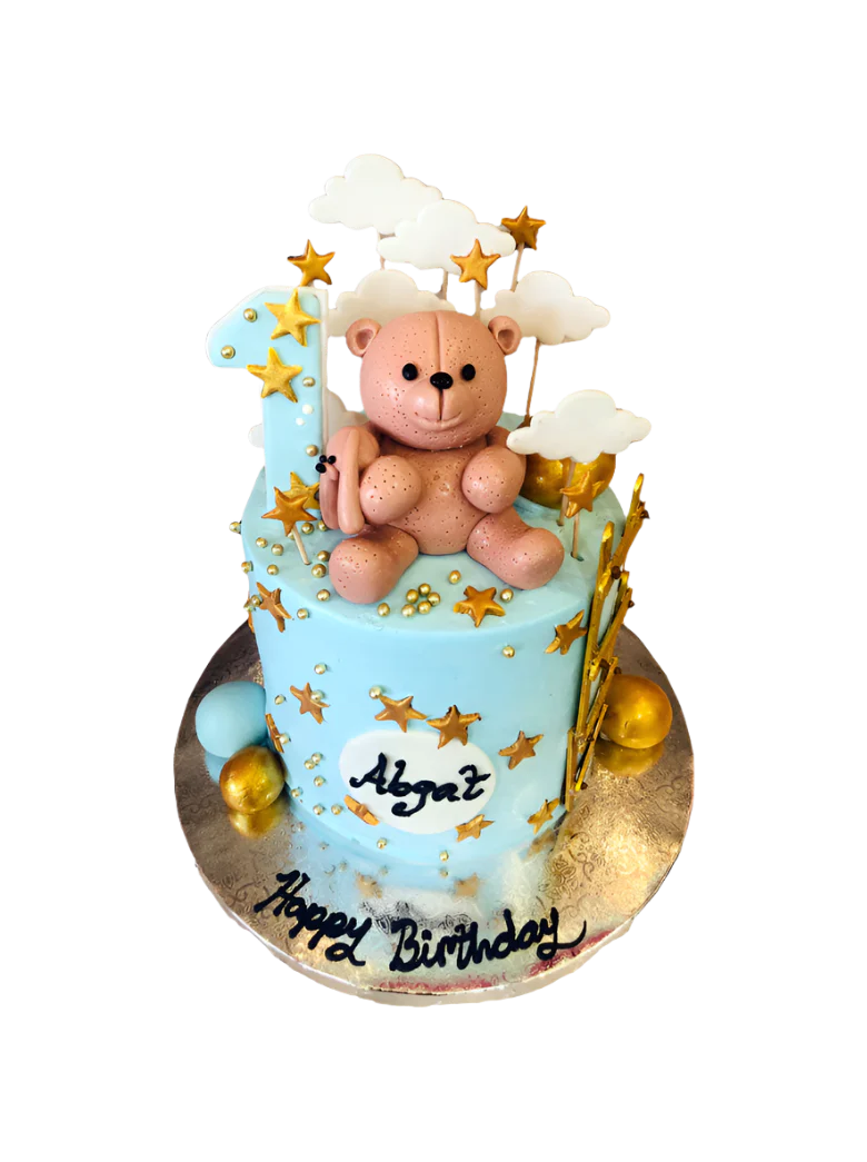 Teddy Bear Fondant Birthday Cake