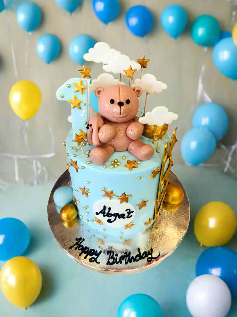 Teddy Bear Fondant Birthday Cake - Image 4