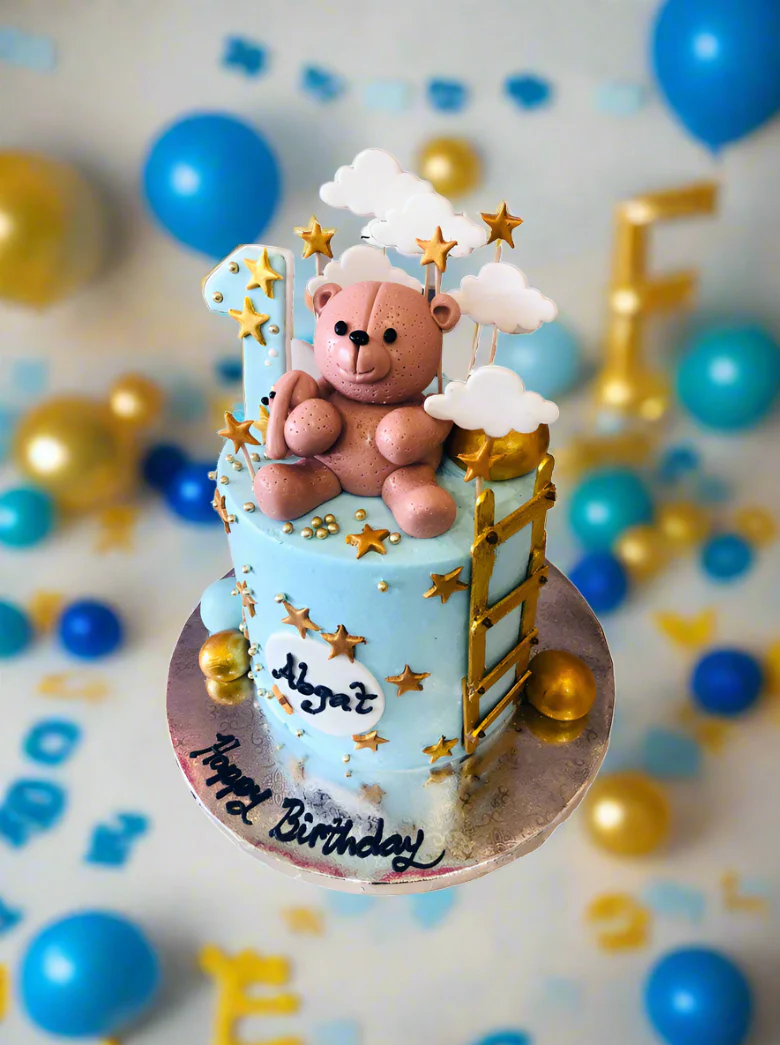 Teddy Bear Fondant Birthday Cake - Image 5